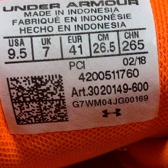 Under Armour Squad 2 Running Shoes Orange Red White Womens Size 9.5 Sneakers - Picture 8 of 10